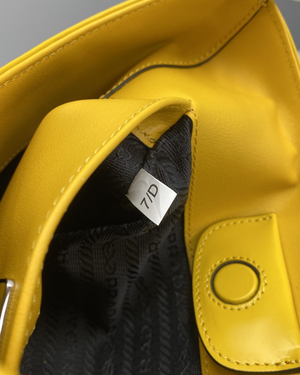 Prada Cleo Brushed Shoulder Bag Yellow For Women, Women's Bags 11.8in/30cm