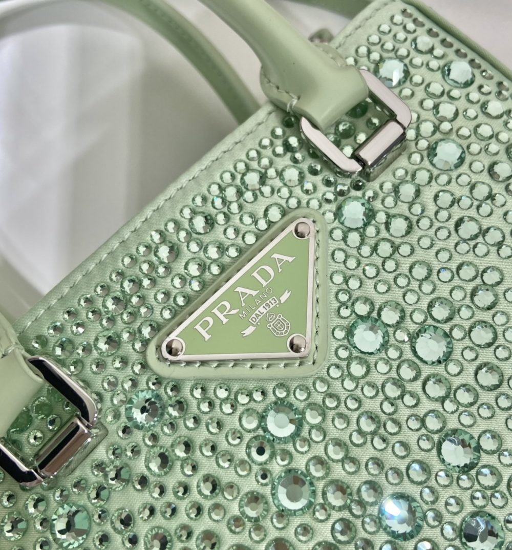 Prada Cleo Satin Bag With Crystals Beige For Women, Women's Bags 8.6in/22cm