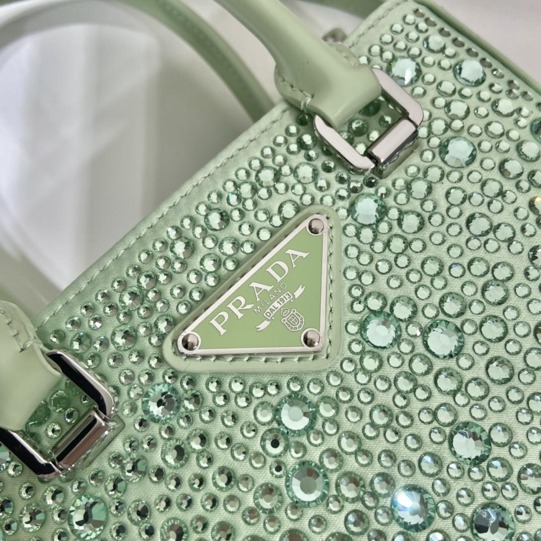 Prada Cleo Satin Bag With Crystals Beige For Women, Women's Bags 8.6in/22cm - Image 8