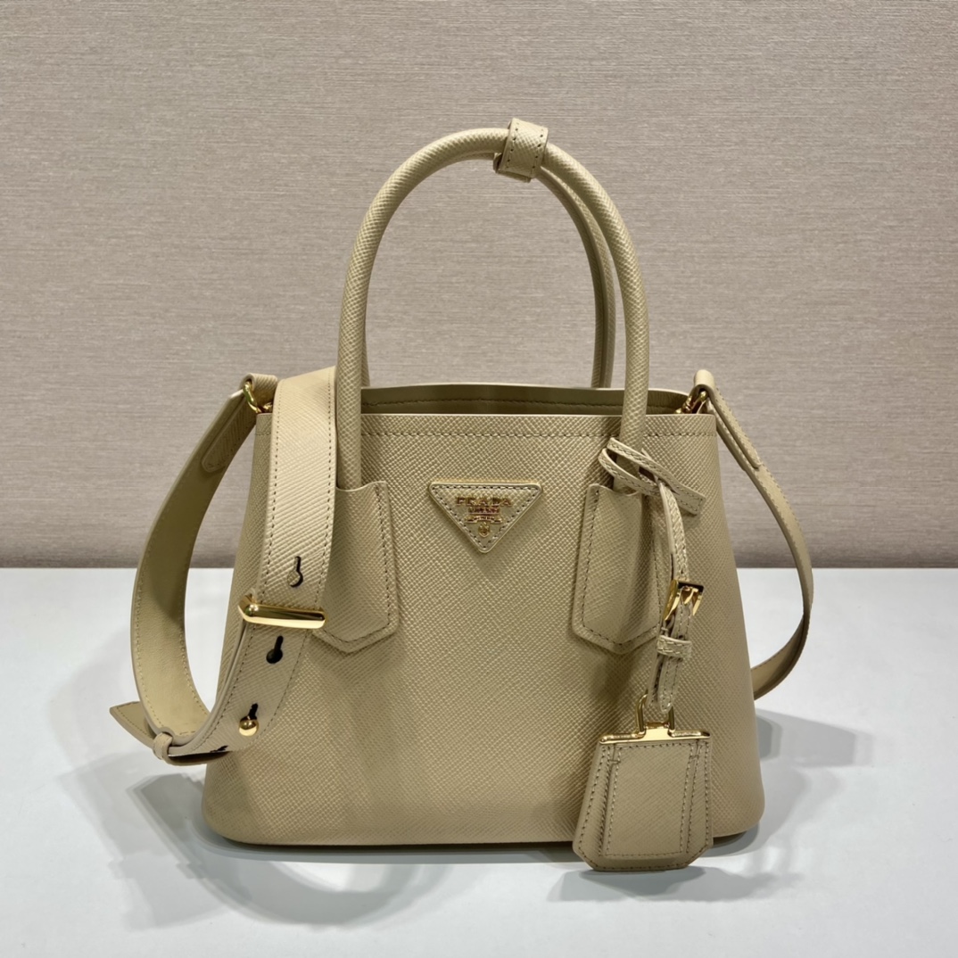 Prada Double Saffiano Mini Bag Beige For Women, Women's Bags 9.8in/25cm 1BG443_2A4A_F0036_V_XOO