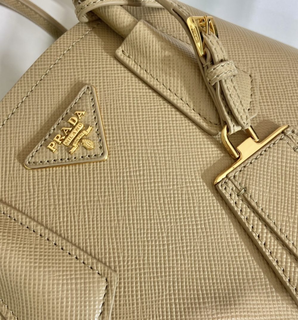 Prada Double Saffiano Mini Bag Beige For Women, Women's Bags 9.8in/25cm 1BG443_2A4A_F0036_V_XOO