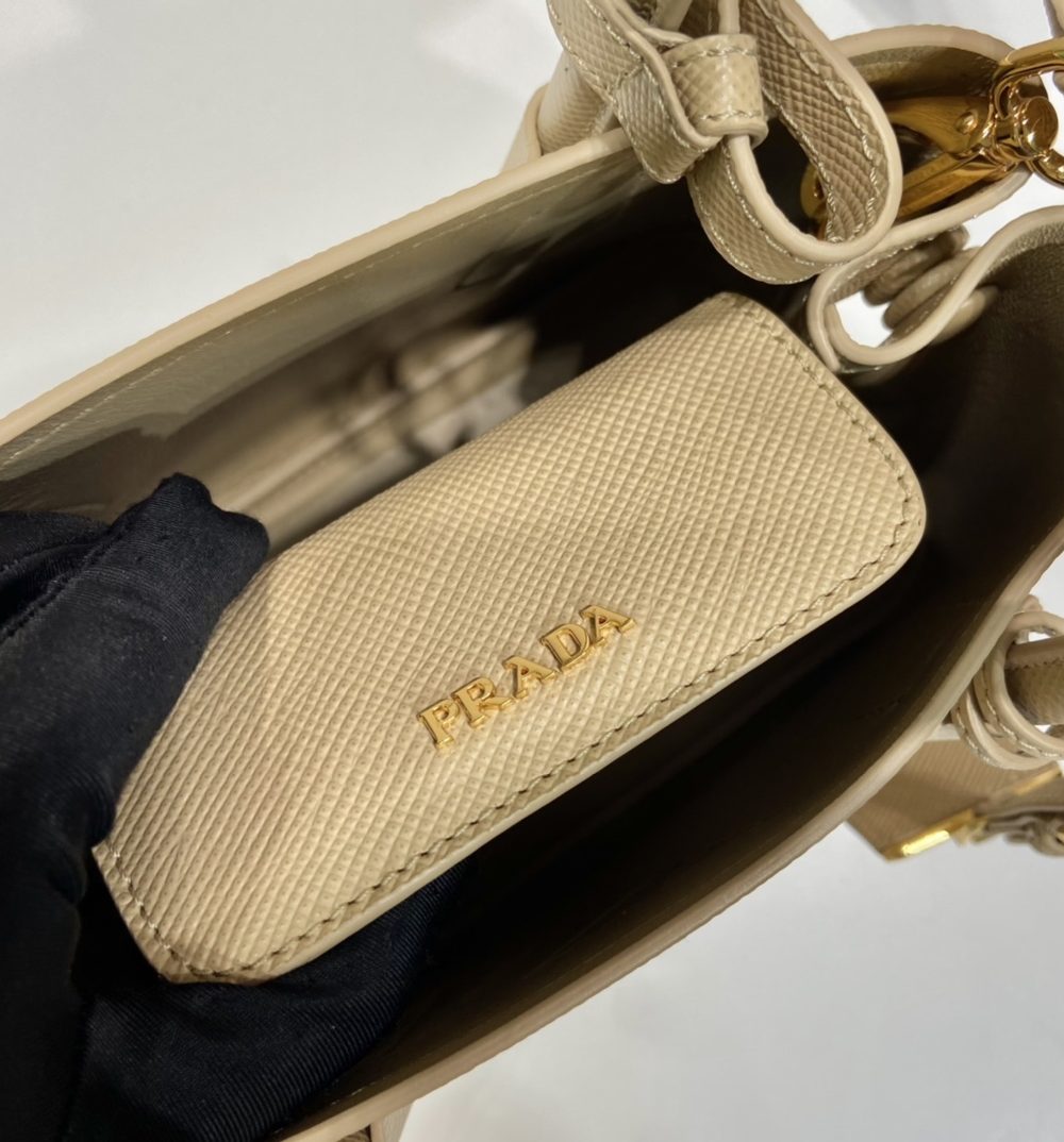 Prada Double Saffiano Mini Bag Beige For Women, Women's Bags 9.8in/25cm 1BG443_2A4A_F0036_V_XOO