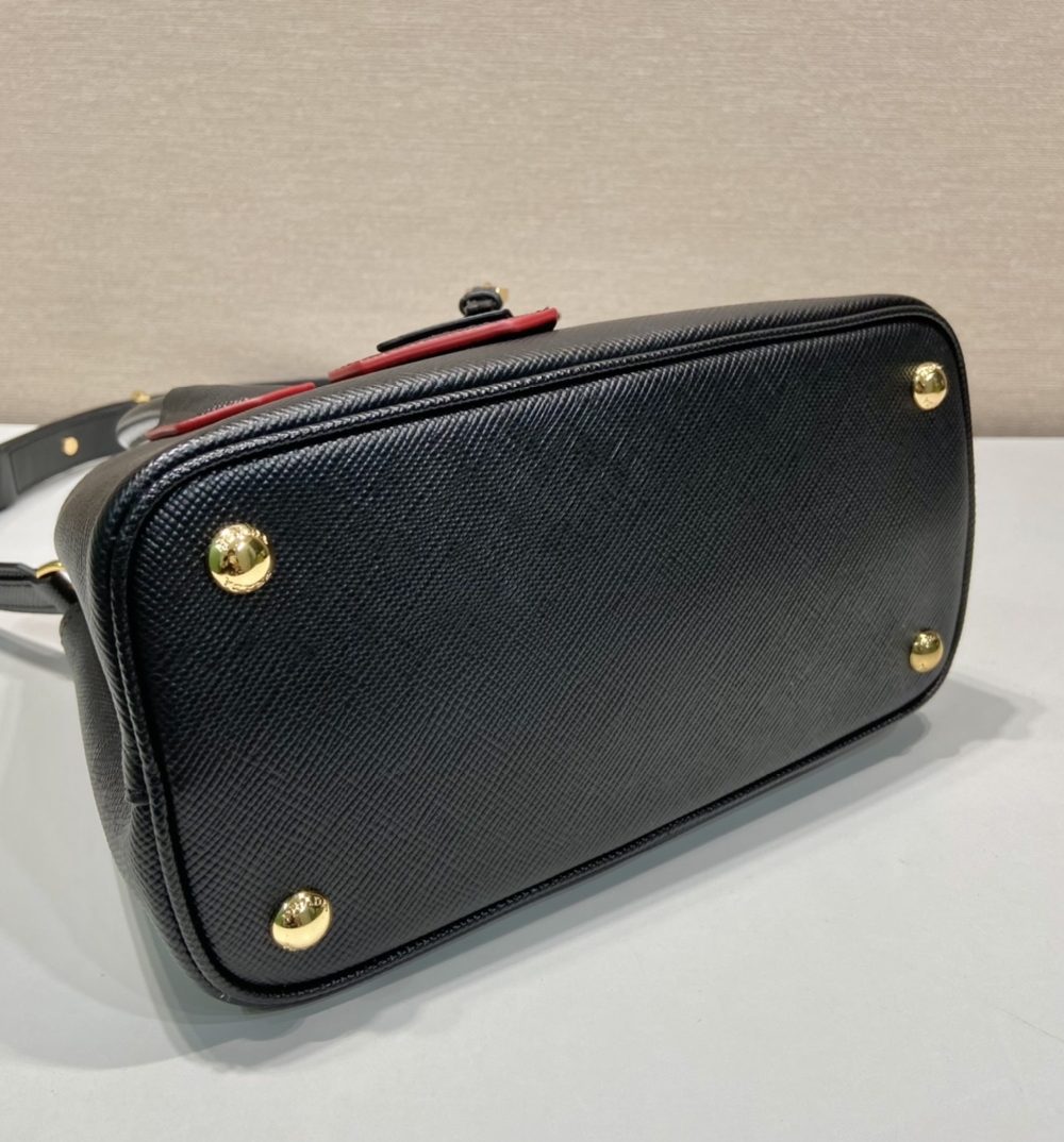 Prada Double Saffiano Mini Bag Black For Women, Women's Bags 9.8in/25cm 1BG443_2A4A_F0LJ4_V_XOO