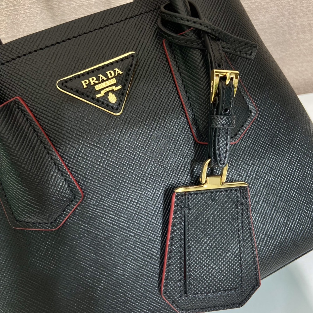 Prada Double Saffiano Mini Bag Black For Women, Women's Bags 9.8in/25cm 1BG443_2A4A_F0LJ4_V_XOO - Image 10