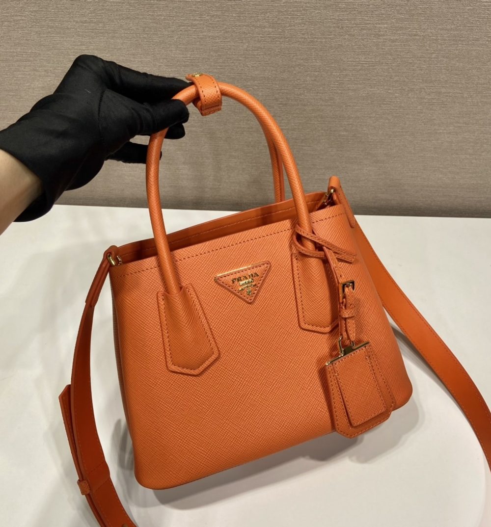 Prada Double Saffiano Mini Bag Orange For Women, Women's Bags 9.8in/25cm 1BG443_2A4A_F0049_V_XOO