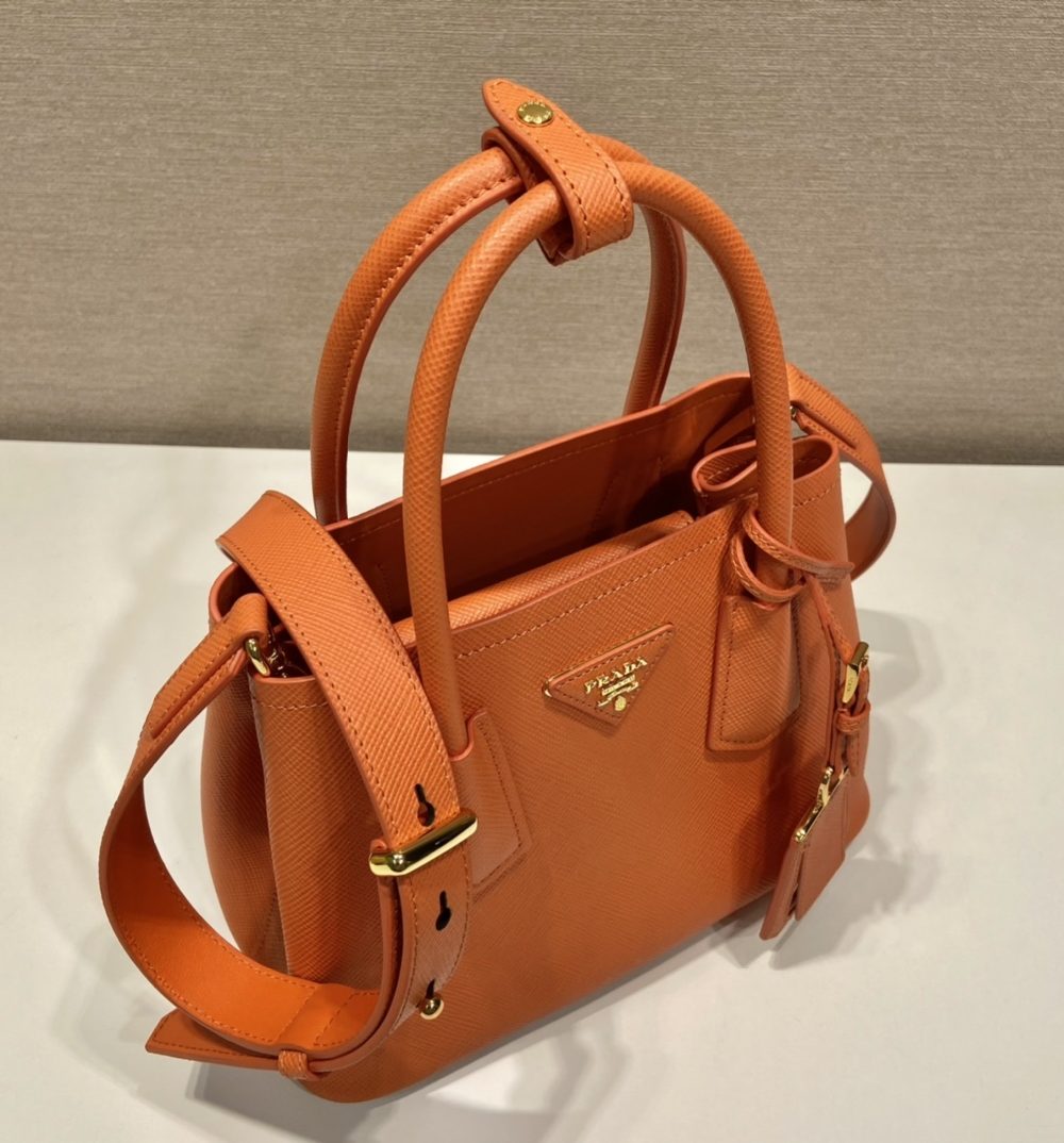 Prada Double Saffiano Mini Bag Orange For Women, Women's Bags 9.8in/25cm 1BG443_2A4A_F0049_V_XOO