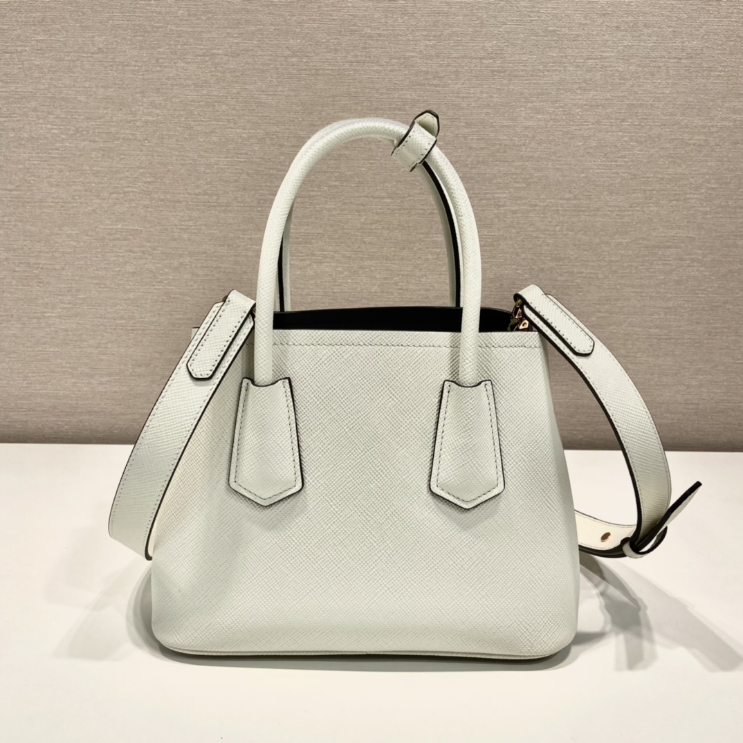 Prada Double Saffiano Mini Bag White For Women, Women's Bags 9.8in/25cm 1BG443_2A4A_F0G3Z_V_XOO - Image 3
