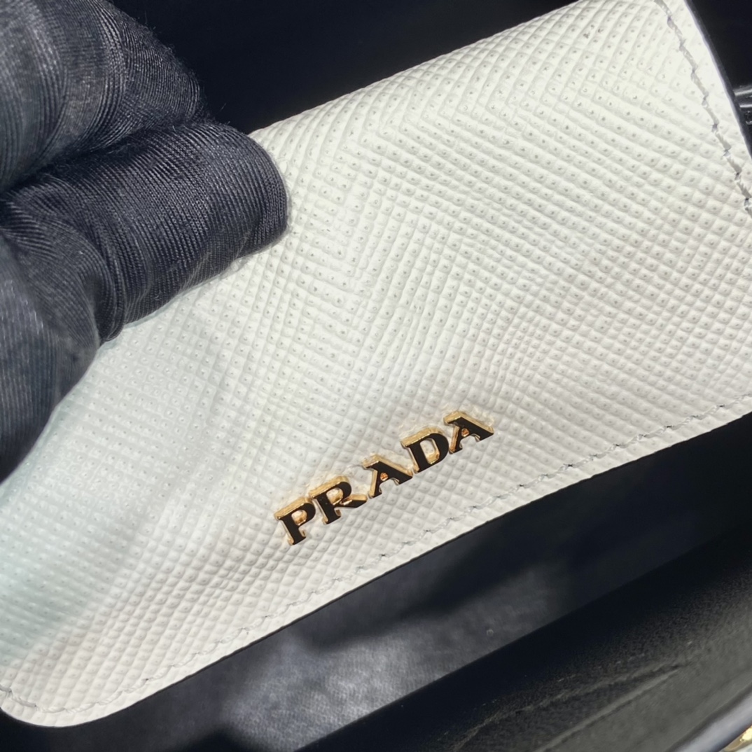 Prada Double Saffiano Mini Bag White For Women, Women's Bags 9.8in/25cm 1BG443_2A4A_F0G3Z_V_XOO - Image 2