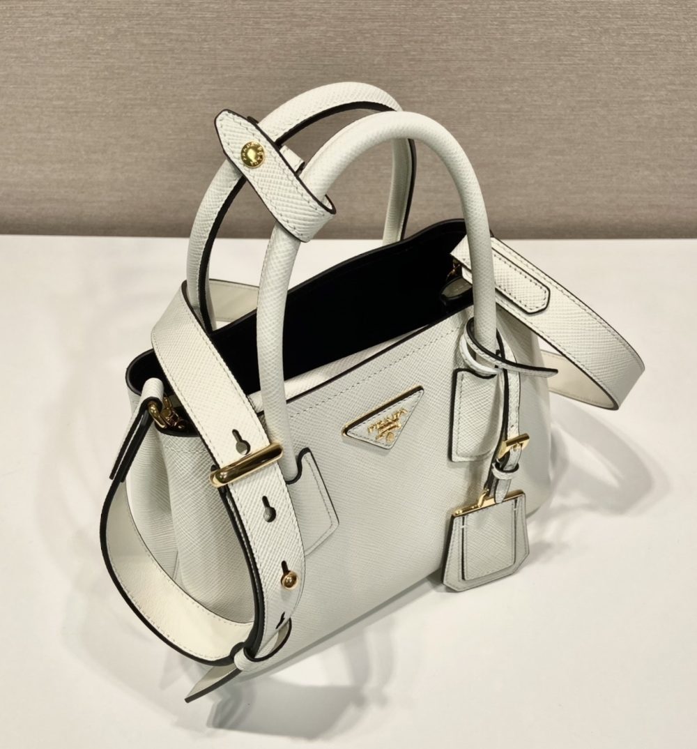 Prada Double Saffiano Mini Bag White For Women, Women's Bags 9.8in/25cm 1BG443_2A4A_F0G3Z_V_XOO
