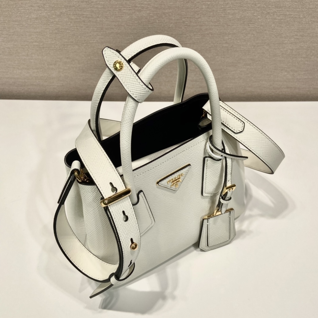 Prada Double Saffiano Mini Bag White For Women, Women's Bags 9.8in/25cm 1BG443_2A4A_F0G3Z_V_XOO - Image 6