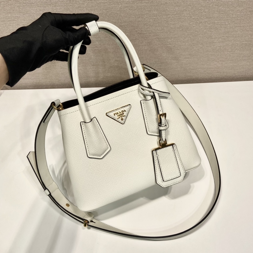 Prada Double Saffiano Mini Bag White For Women, Women's Bags 9.8in/25cm 1BG443_2A4A_F0G3Z_V_XOO - Image 7