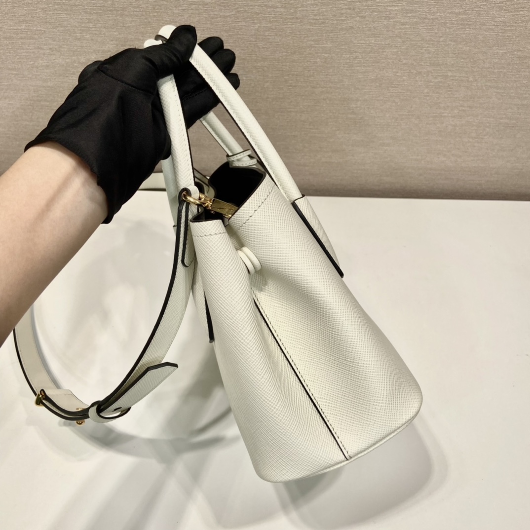 Prada Double Saffiano Mini Bag White For Women, Women's Bags 9.8in/25cm 1BG443_2A4A_F0G3Z_V_XOO - Image 5