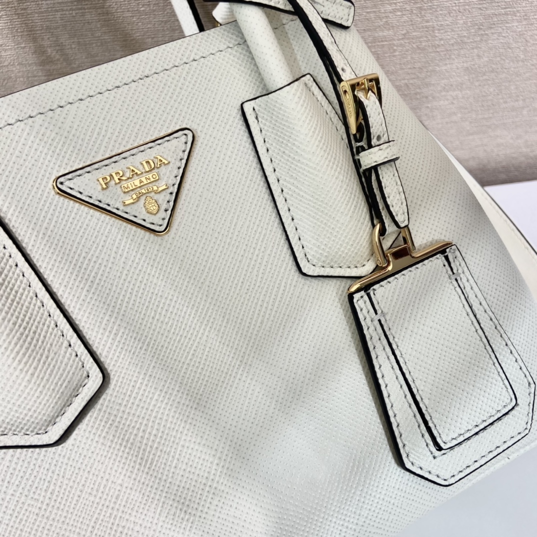 Prada Double Saffiano Mini Bag White For Women, Women's Bags 9.8in/25cm 1BG443_2A4A_F0G3Z_V_XOO - Image 4