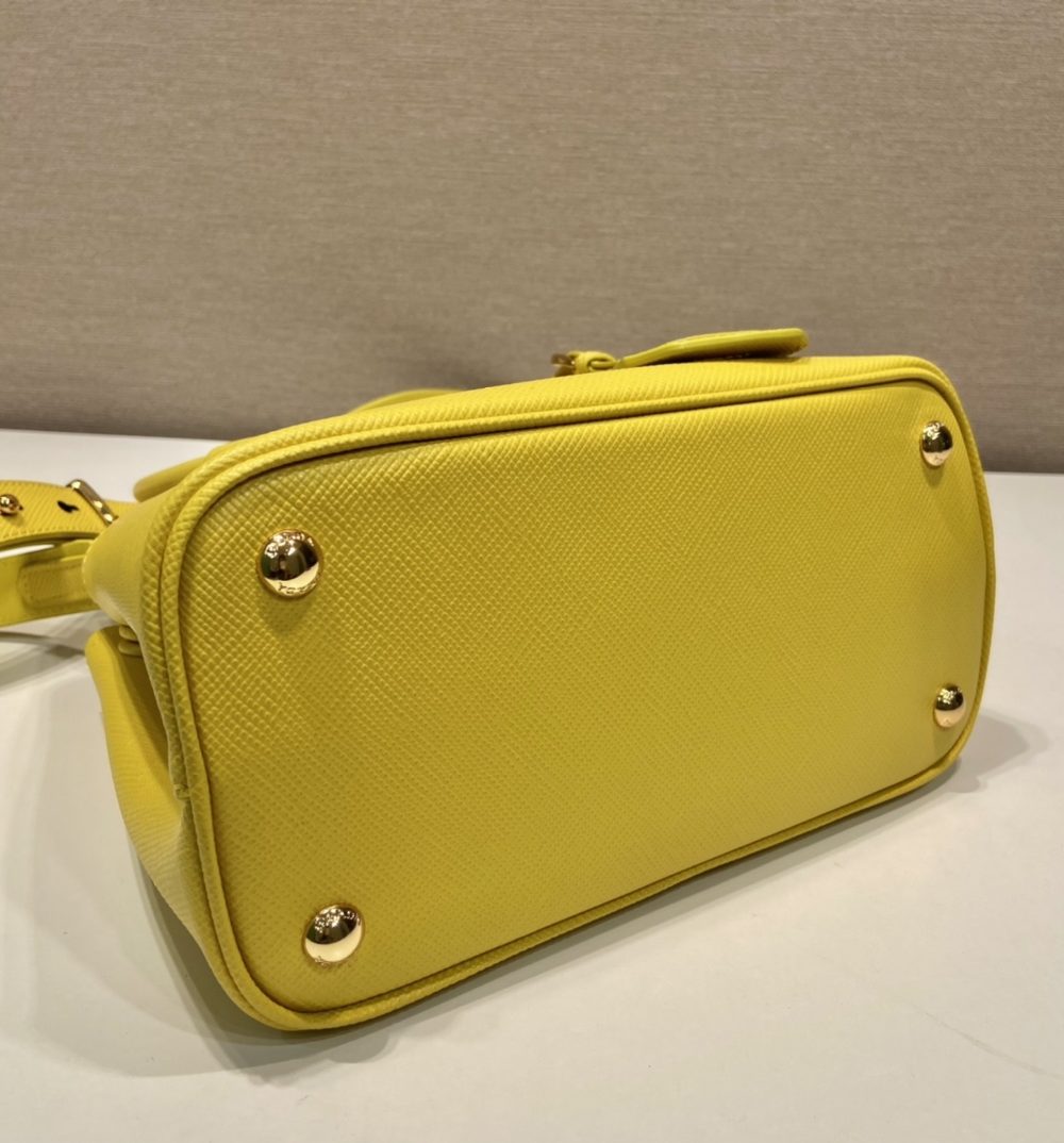 Prada Double Saffiano Mini Bag Yellow For Women, Women's Bags 9.8in/25cm 1BG443_2A4A_F0377_V_XOO