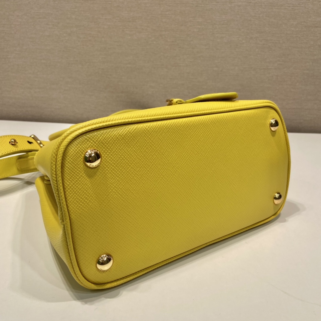 Prada Double Saffiano Mini Bag Yellow For Women, Women's Bags 9.8in/25cm 1BG443_2A4A_F0377_V_XOO - Image 5