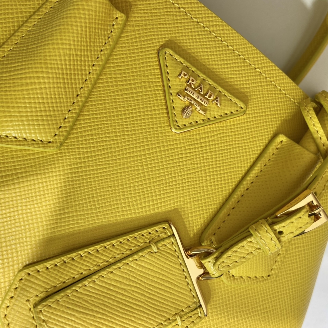 Prada Double Saffiano Mini Bag Yellow For Women, Women's Bags 9.8in/25cm 1BG443_2A4A_F0377_V_XOO - Image 8