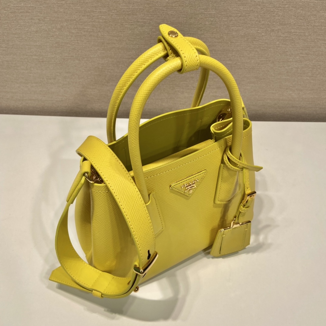 Prada Double Saffiano Mini Bag Yellow For Women, Women's Bags 9.8in/25cm 1BG443_2A4A_F0377_V_XOO - Image 7
