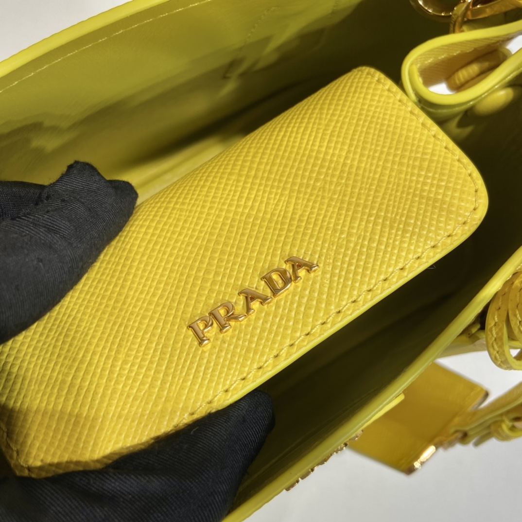 Prada Double Saffiano Mini Bag Yellow For Women, Women's Bags 9.8in/25cm 1BG443_2A4A_F0377_V_XOO - Image 6