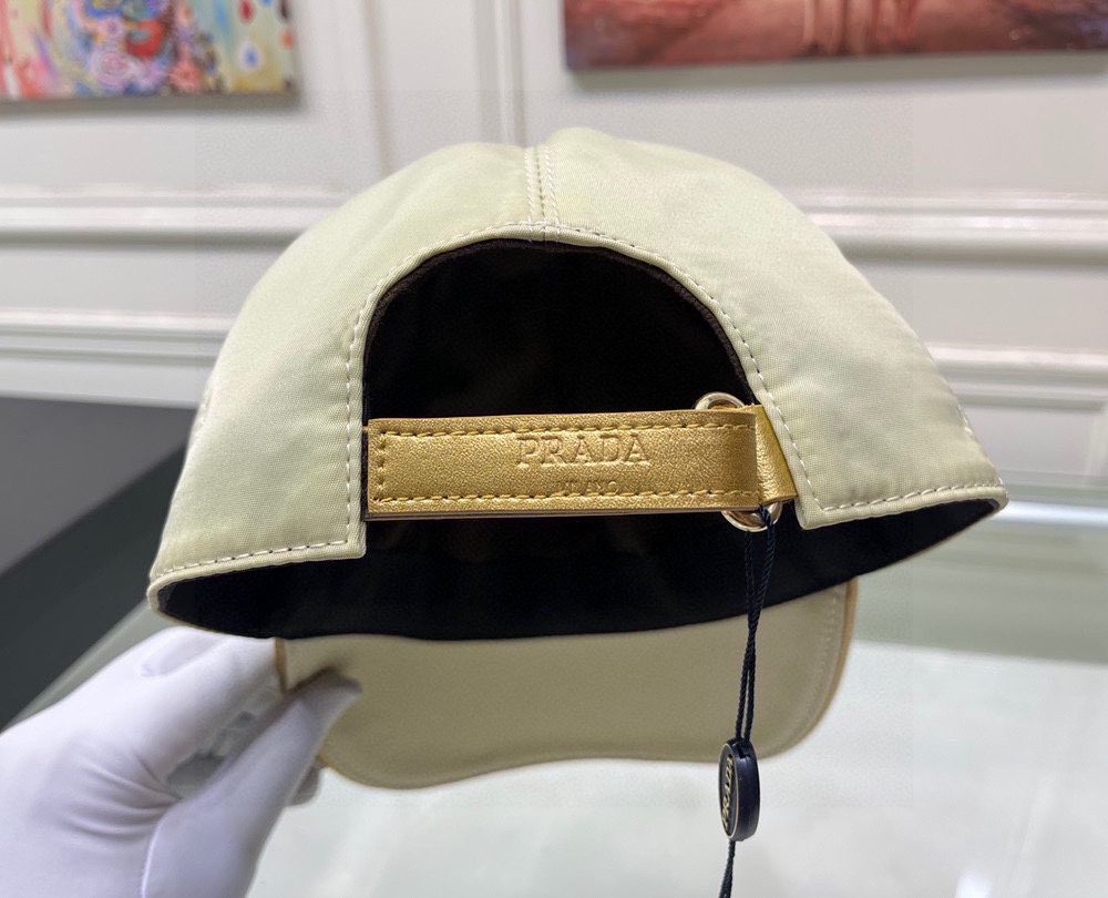 Prada Drill Baseball Cap Beige Prada Cap