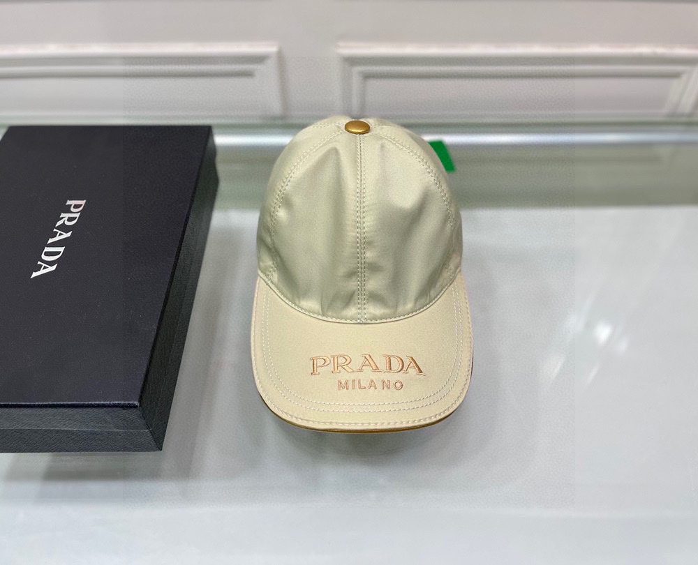 Prada Drill Baseball Cap Beige Prada Cap