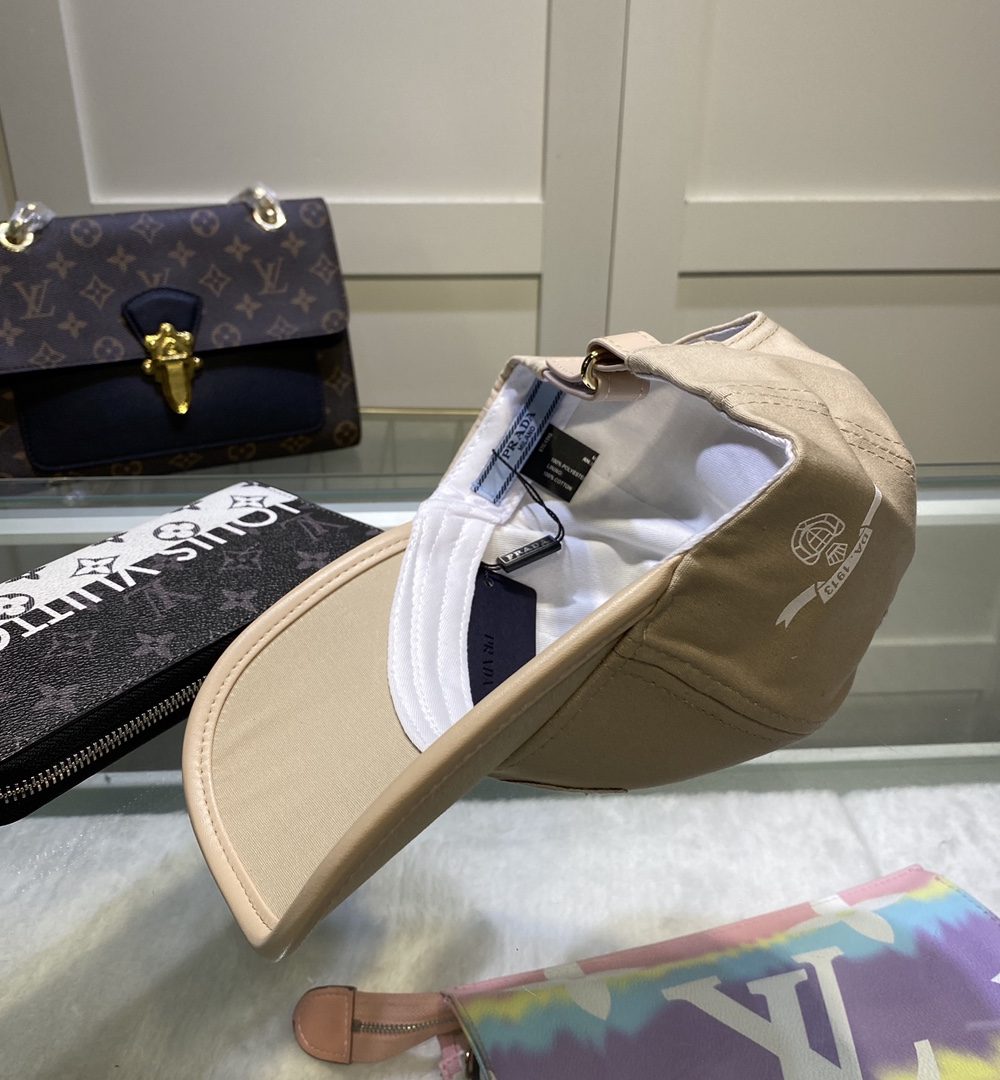 Prada Drill Baseball Cap Beige Prada Cap