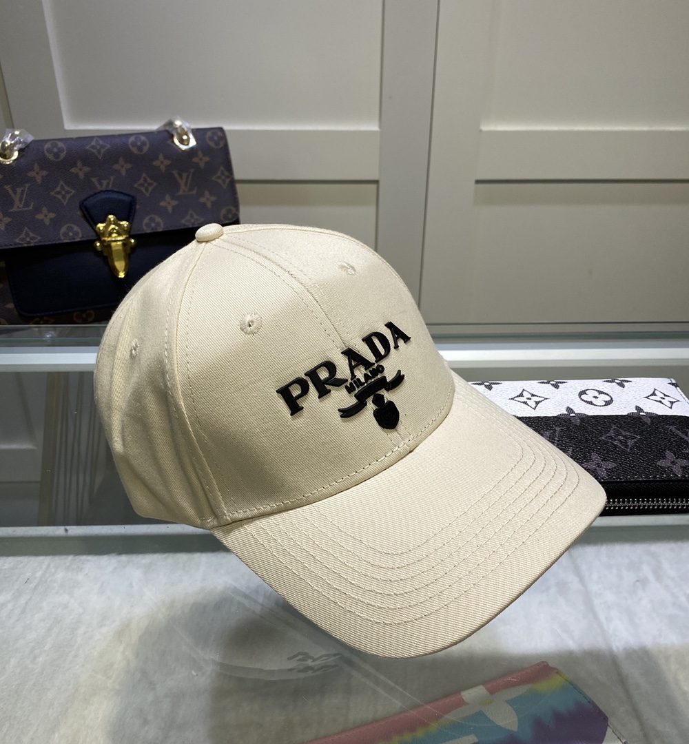 Prada Drill Baseball Cap Beige Prada Cap