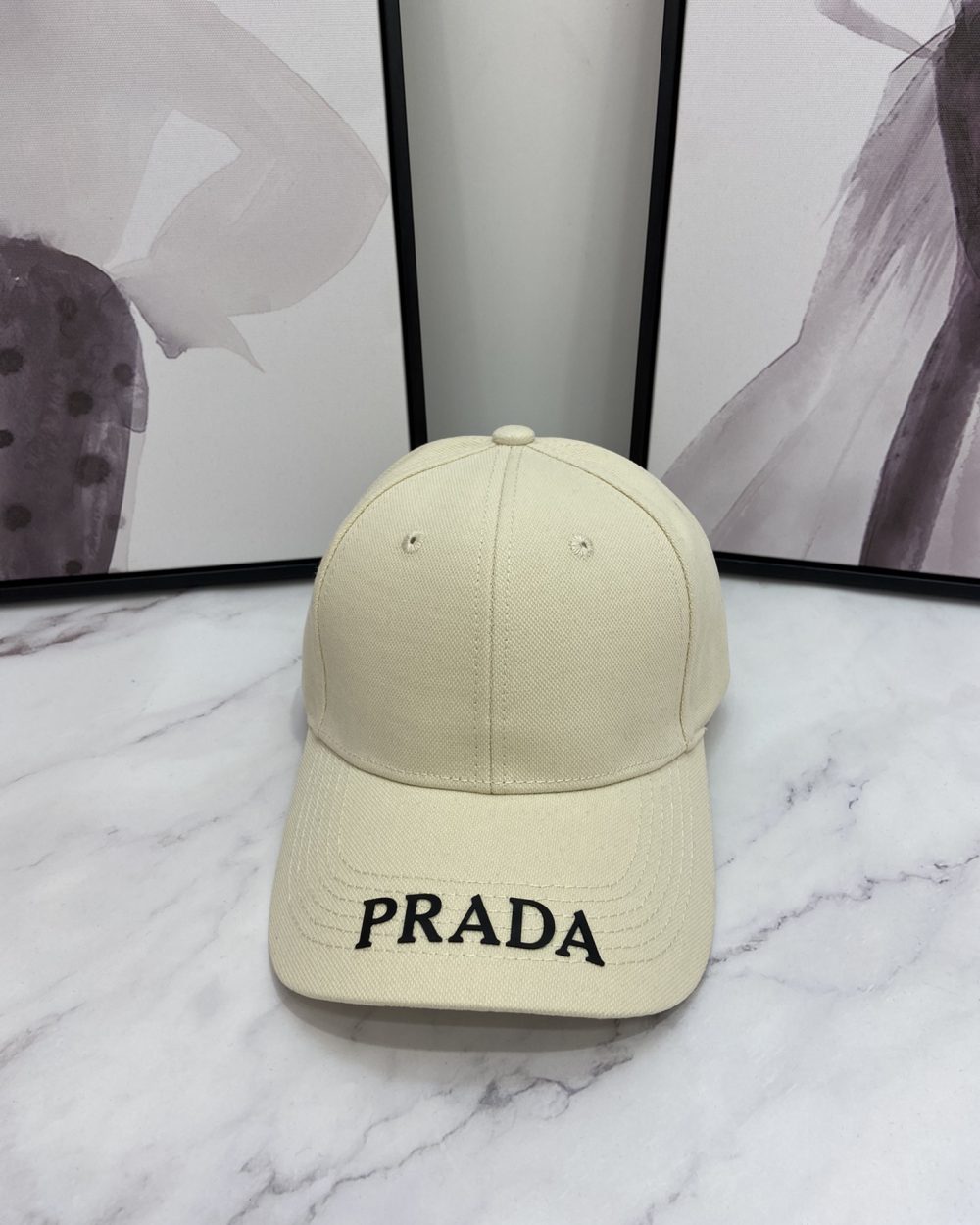 Prada Drill Baseball Cap Beige Prada Cap