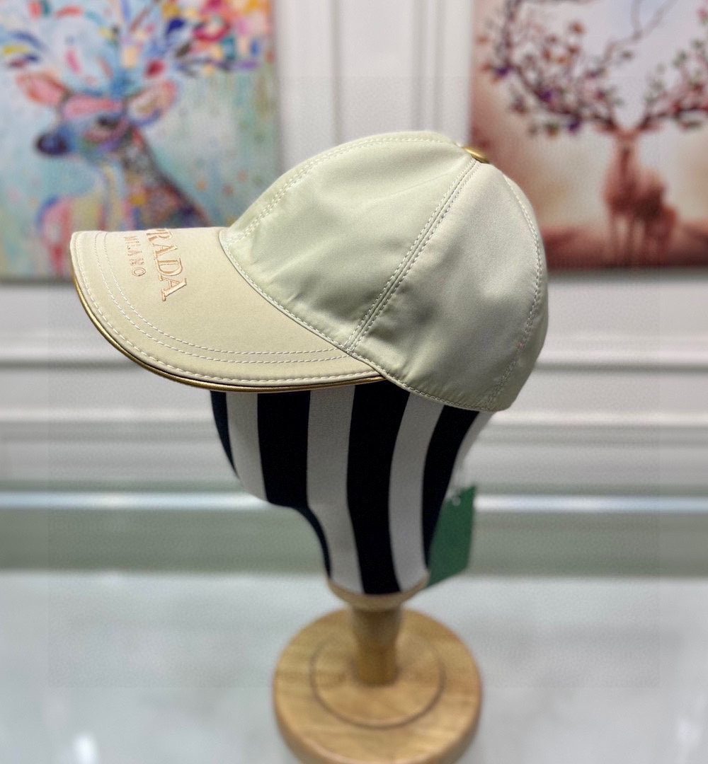 Prada Drill Baseball Cap Beige Prada Cap