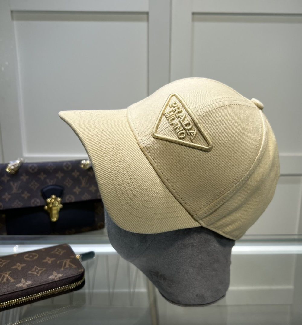 Prada Drill Baseball Cap Cream Prada Cap