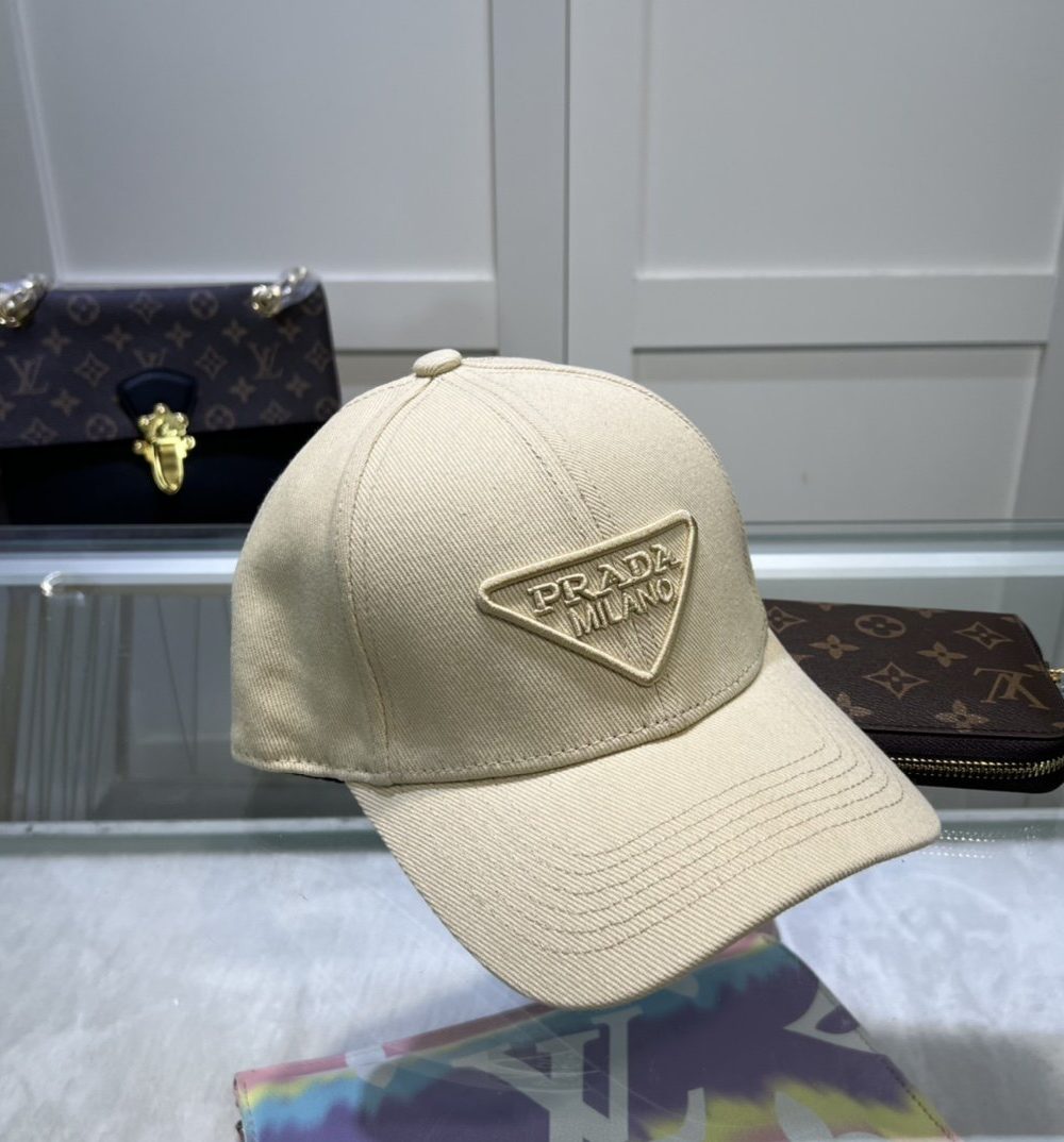 Prada Drill Baseball Cap Cream Prada Cap