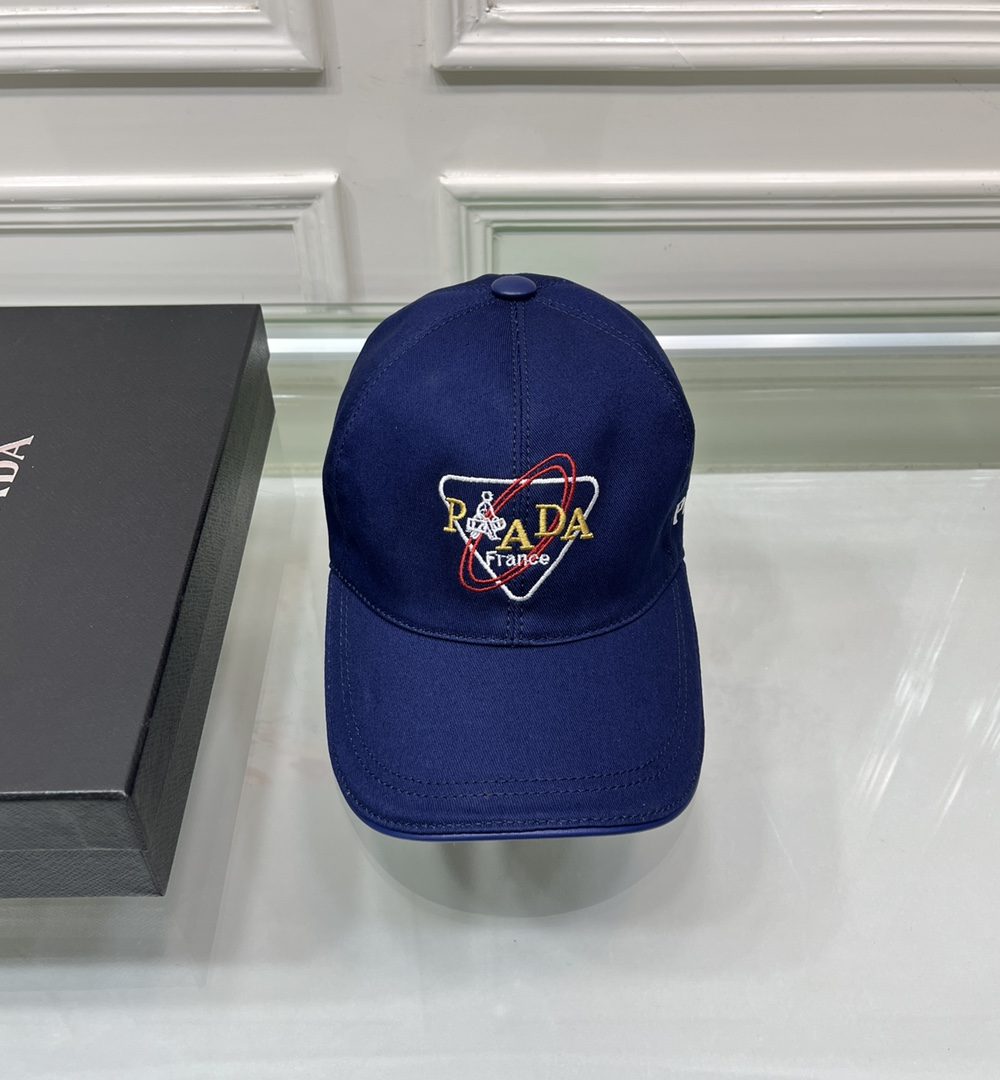 Prada Drill Baseball Cap Dark Blue Prada Cap