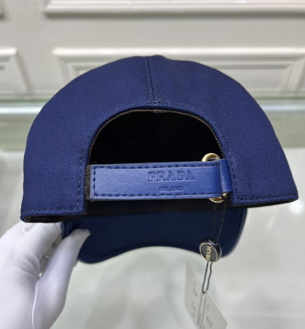 Prada Drill Baseball Cap Dark Blue Prada Cap