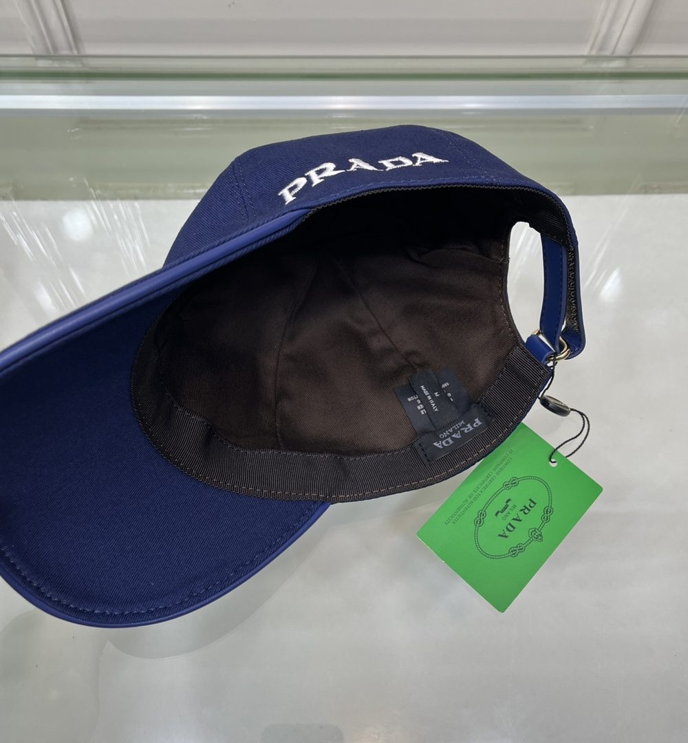 Prada Drill Baseball Cap Dark Blue Prada Cap