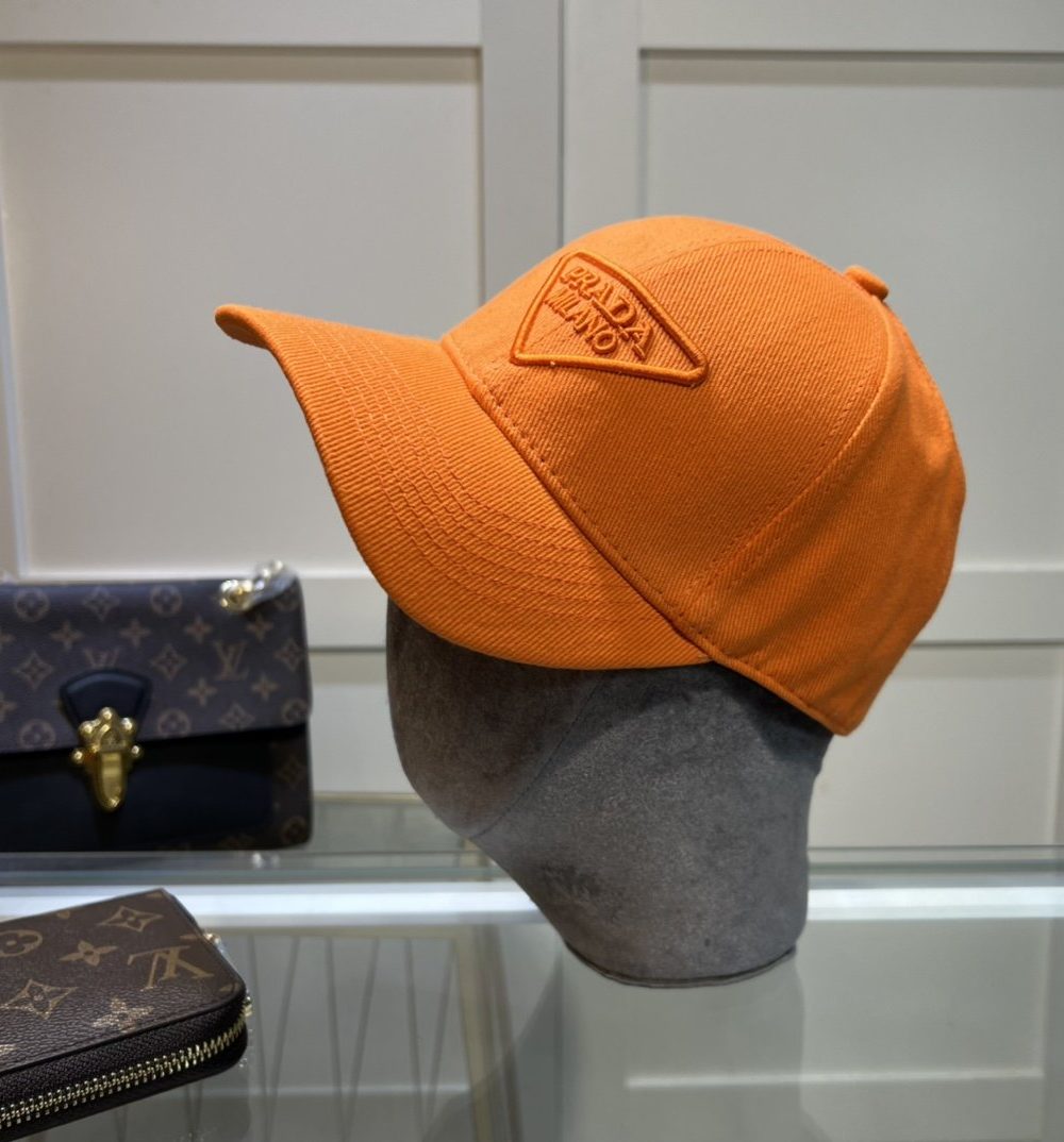 Prada Drill Baseball Cap Orange Prada Cap