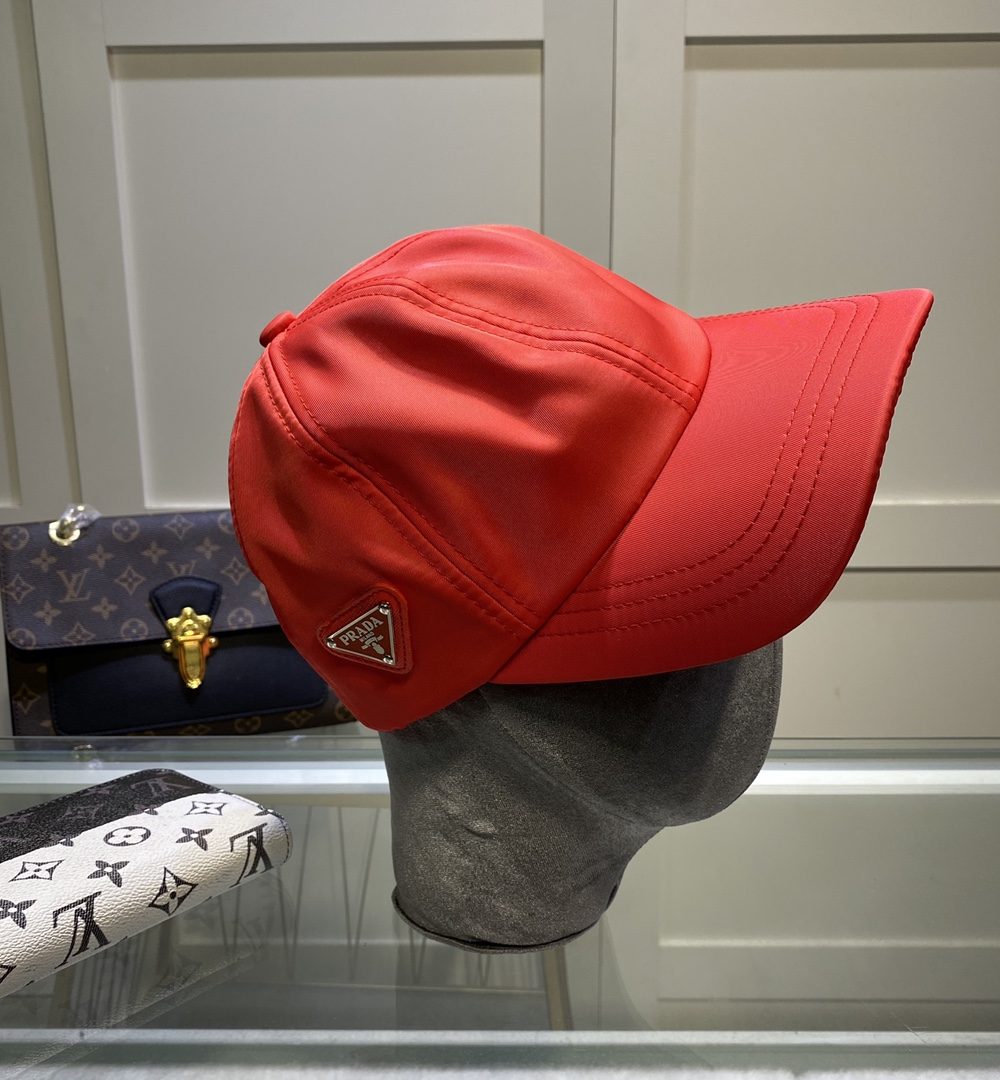 Prada Drill Baseball Cap Red Prada Cap