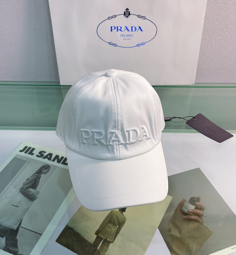 Prada Drill Baseball Cap White Prada Cap