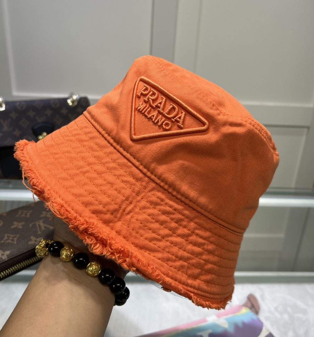 Prada Drill Bucket Hat Orange Prada Hat 1HC137_2FMB_F0049