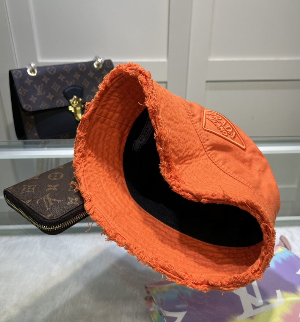 Prada Drill Bucket Hat Orange Prada Hat 1HC137_2FMB_F0049
