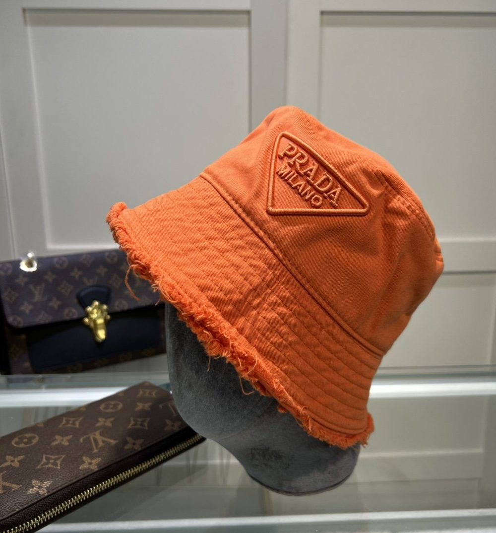 Prada Drill Bucket Hat Orange Prada Hat 1HC137_2FMB_F0049