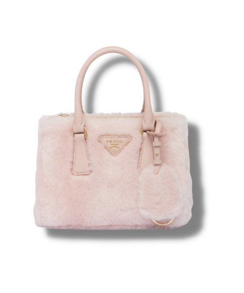 Prada Galleria Shearling Mini-bag Orchid Pink For Women