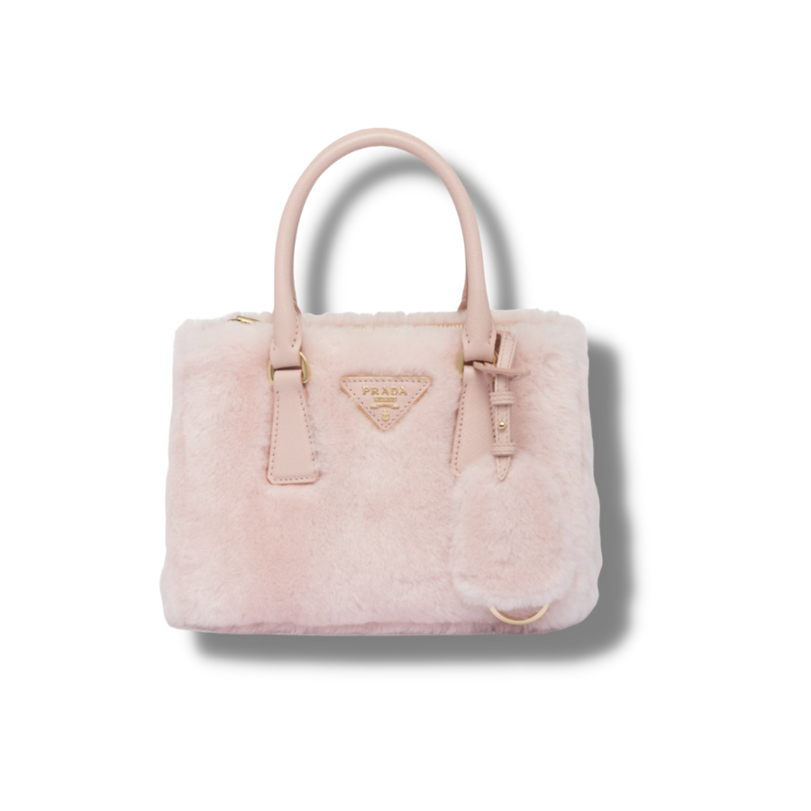 Prada Galleria Shearling Mini-bag Orchid Pink For Women
