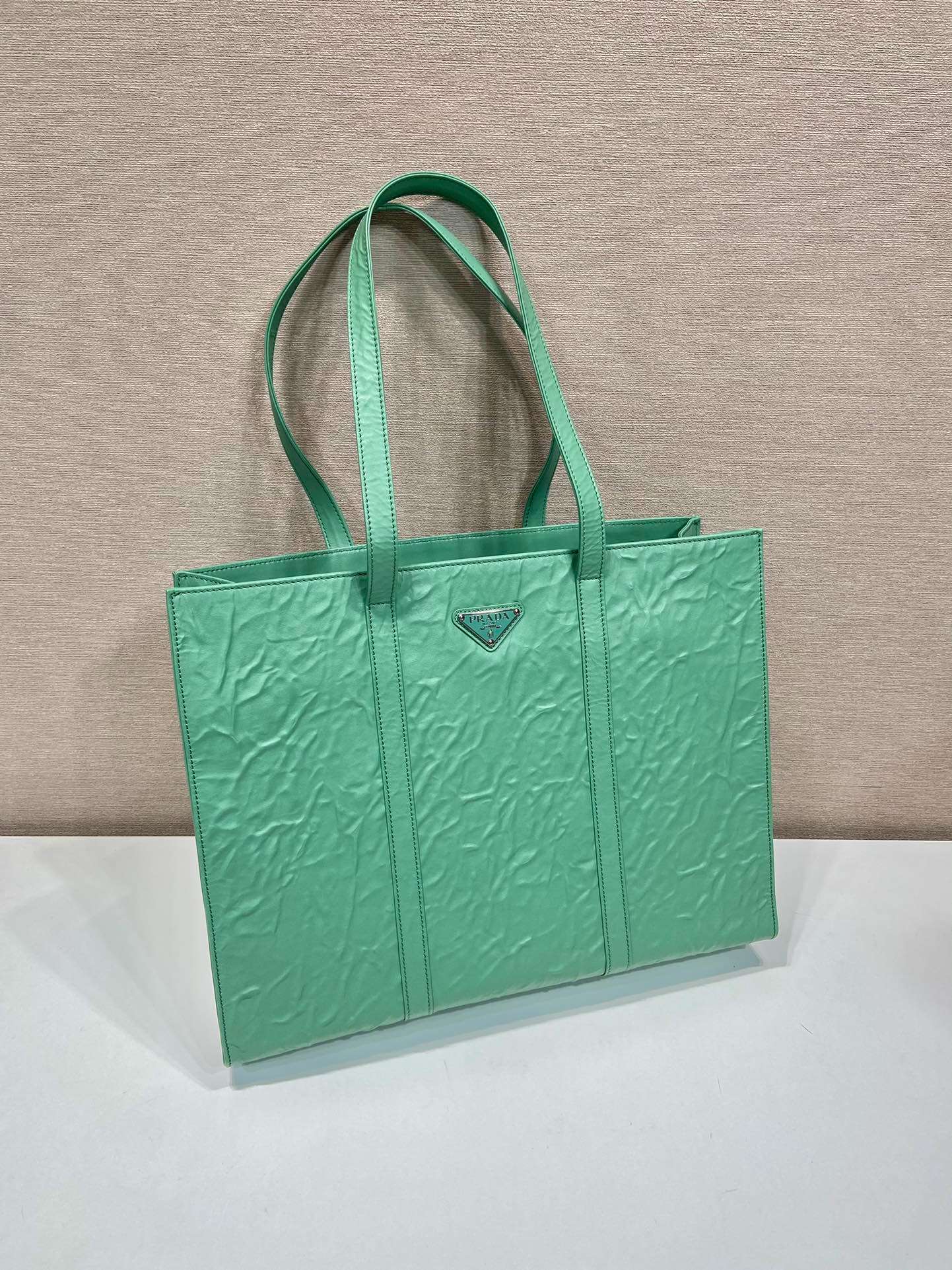 Prada Large Antique Nappa Tote Grey/Green For Women 15.3in/39cm 1BG460_UVL_F0480_V_OOO - Image 11