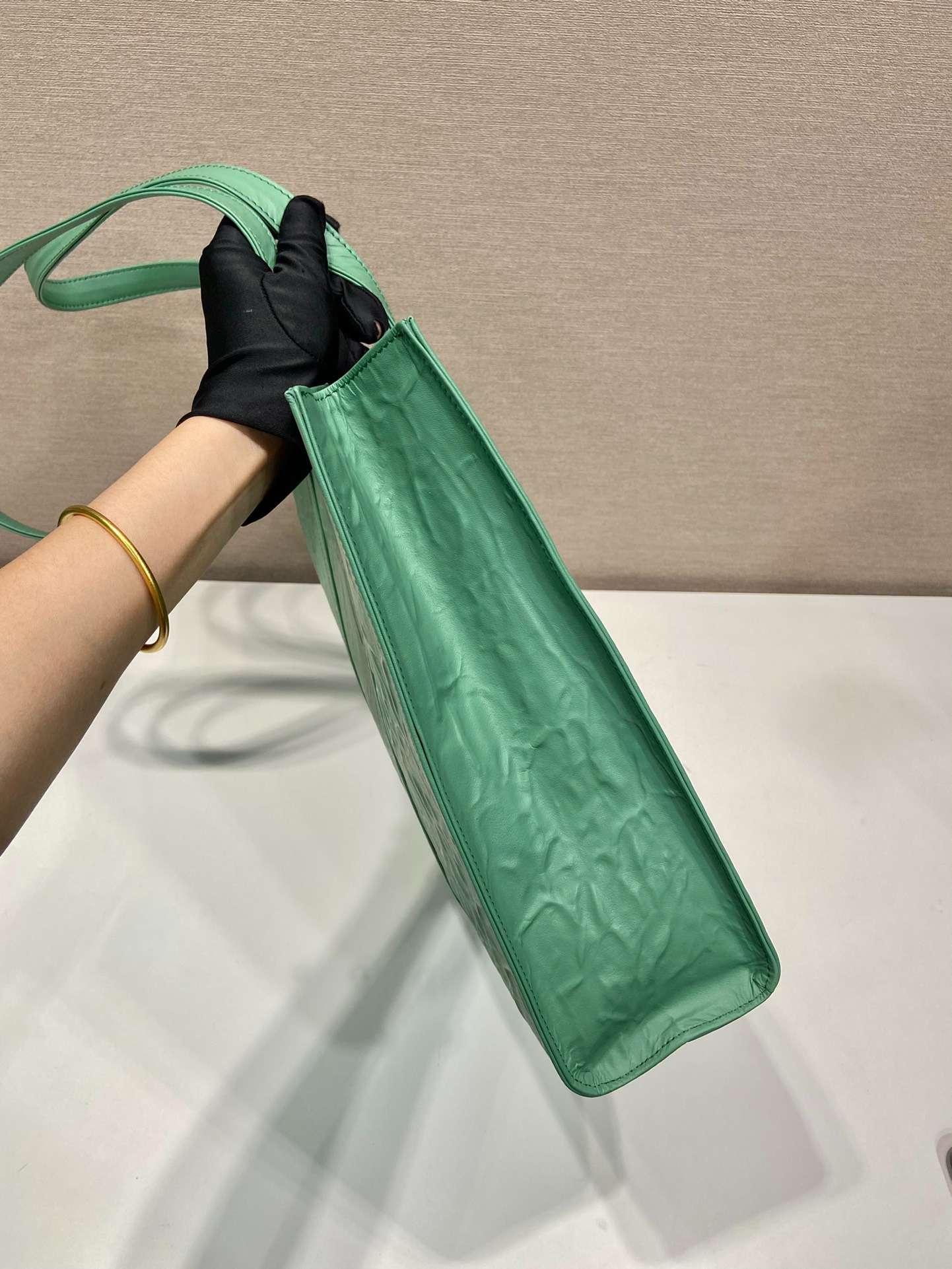 Prada Large Antique Nappa Tote Grey/Green For Women 15.3in/39cm 1BG460_UVL_F0480_V_OOO - Image 16