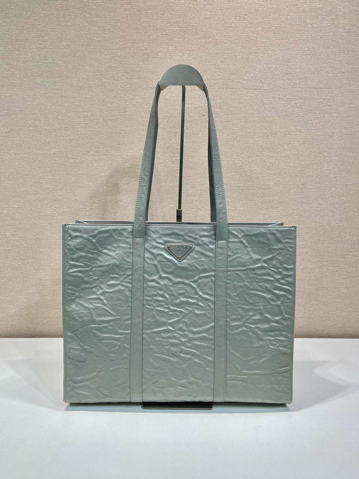 Prada Large Antique Nappa Tote Grey/Green For Women 15.3in/39cm 1BG460_UVL_F0480_V_OOO - Image 20
