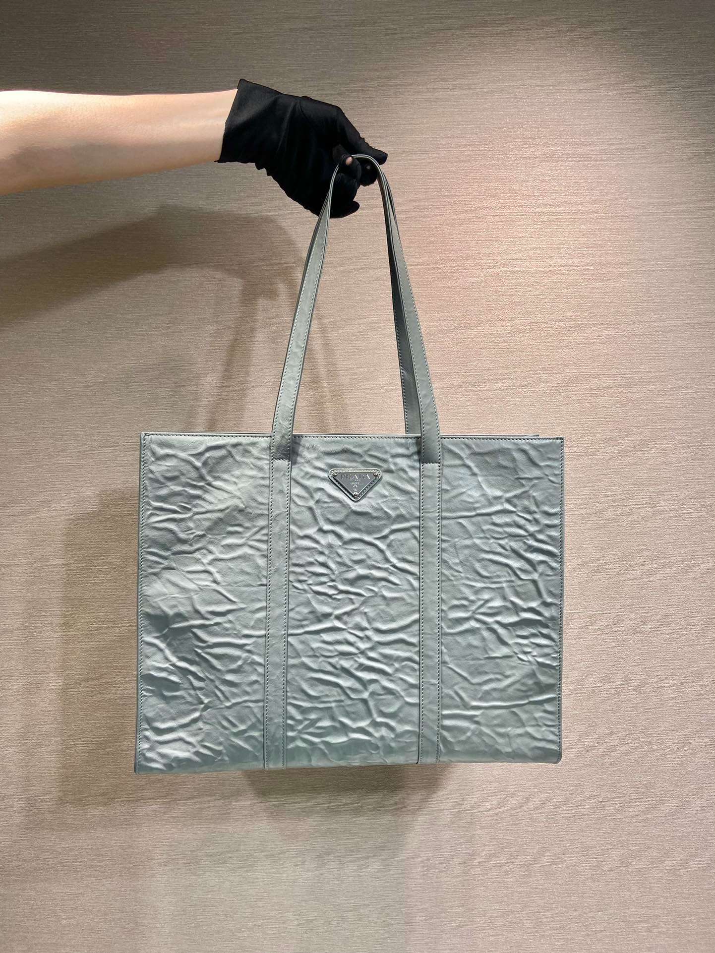 Prada Large Antique Nappa Tote Grey/Green For Women 15.3in/39cm 1BG460_UVL_F0480_V_OOO - Image 6