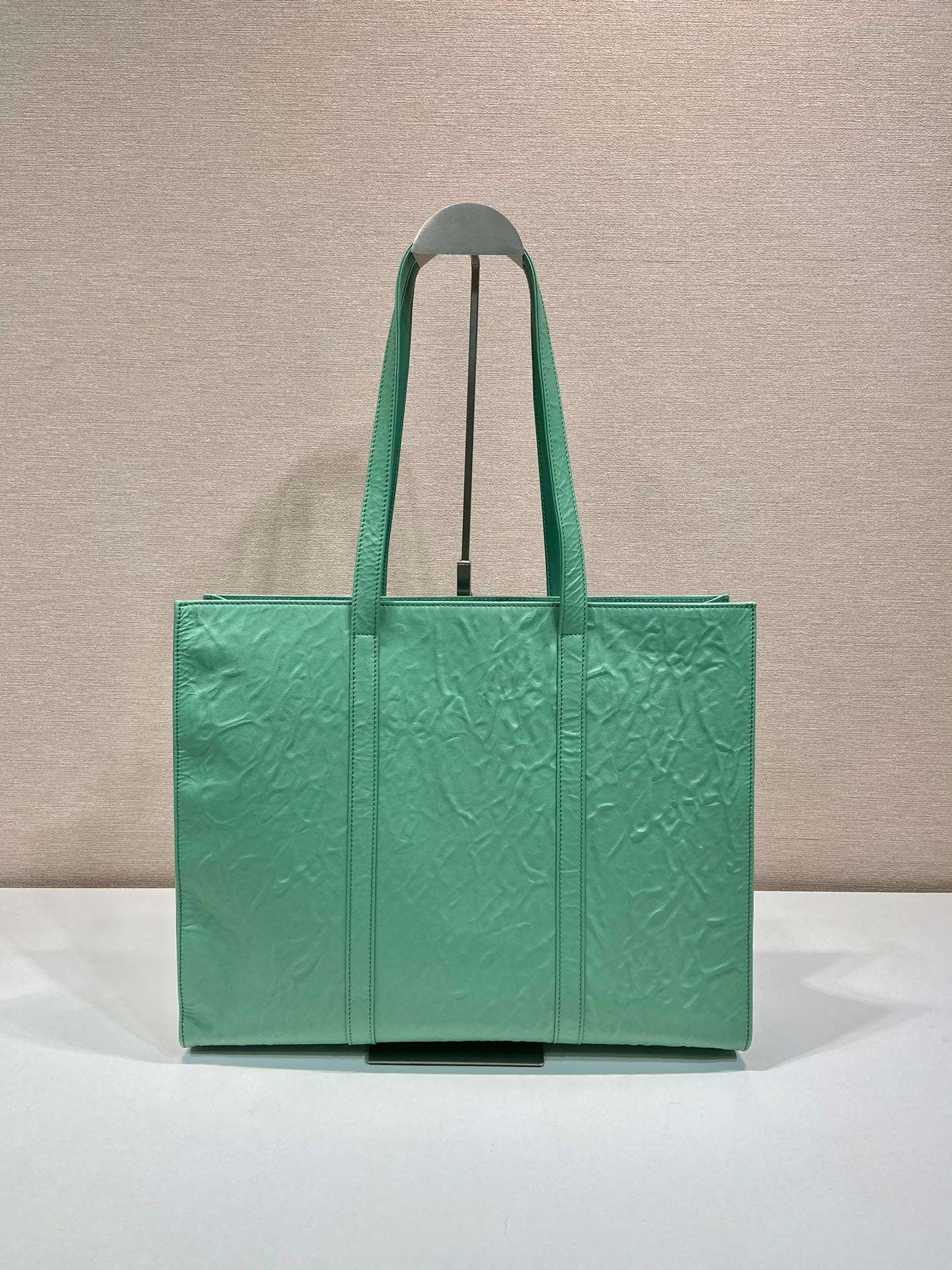 Prada Large Antique Nappa Tote Grey/Green For Women 15.3in/39cm 1BG460_UVL_F0480_V_OOO - Image 14
