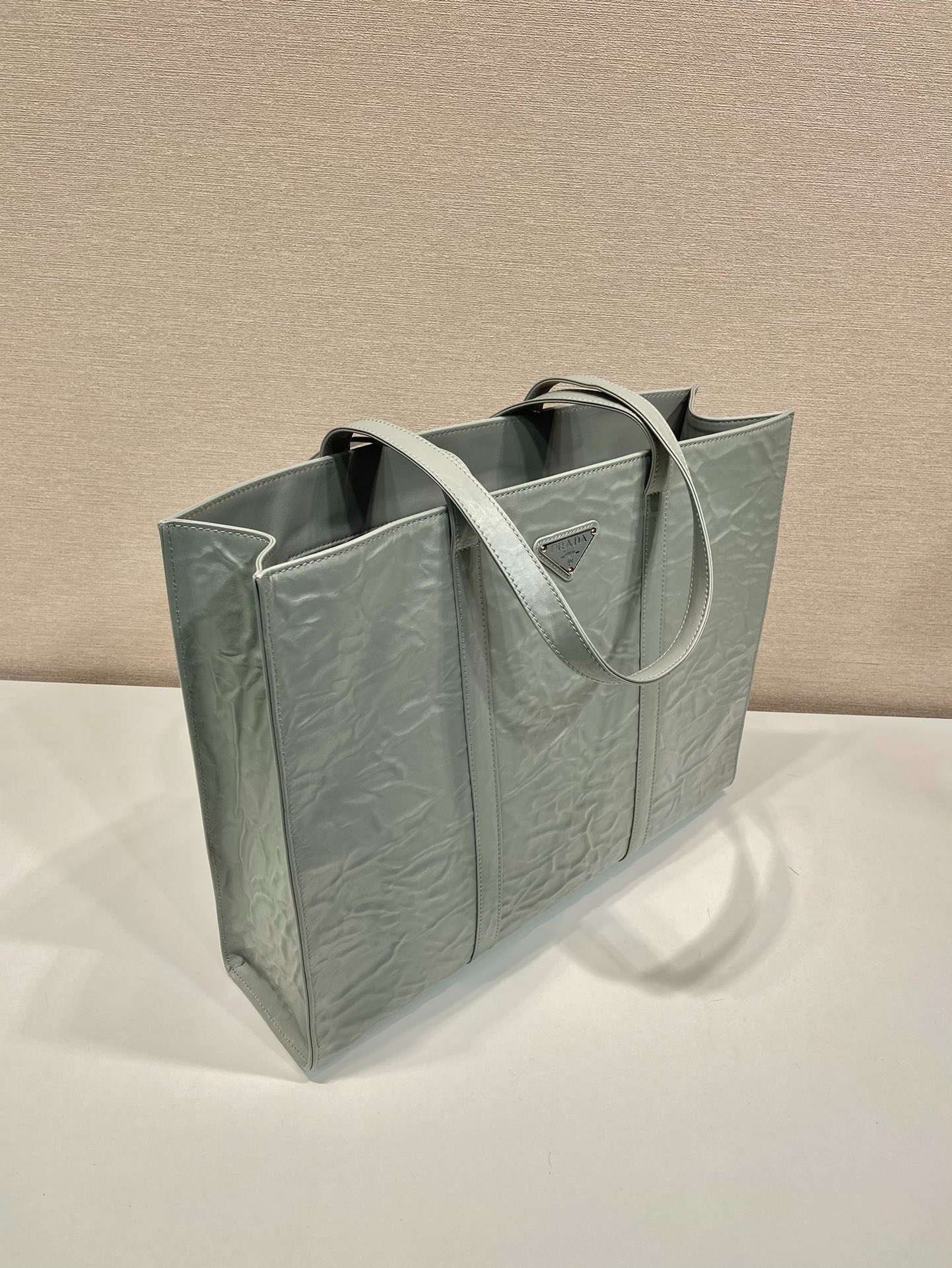 Prada Large Antique Nappa Tote Grey/Green For Women 15.3in/39cm 1BG460_UVL_F0480_V_OOO - Image 8