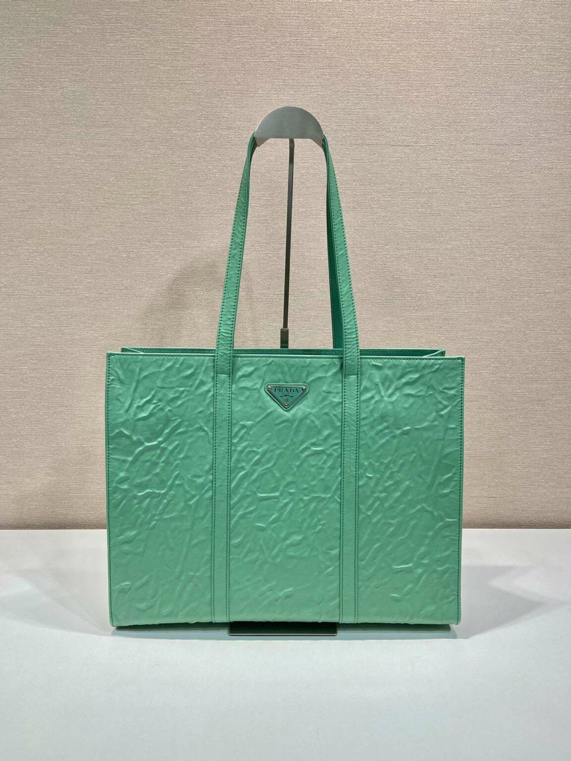 Prada Large Antique Nappa Tote Grey/Green For Women 15.3in/39cm 1BG460_UVL_F0480_V_OOO - Image 19