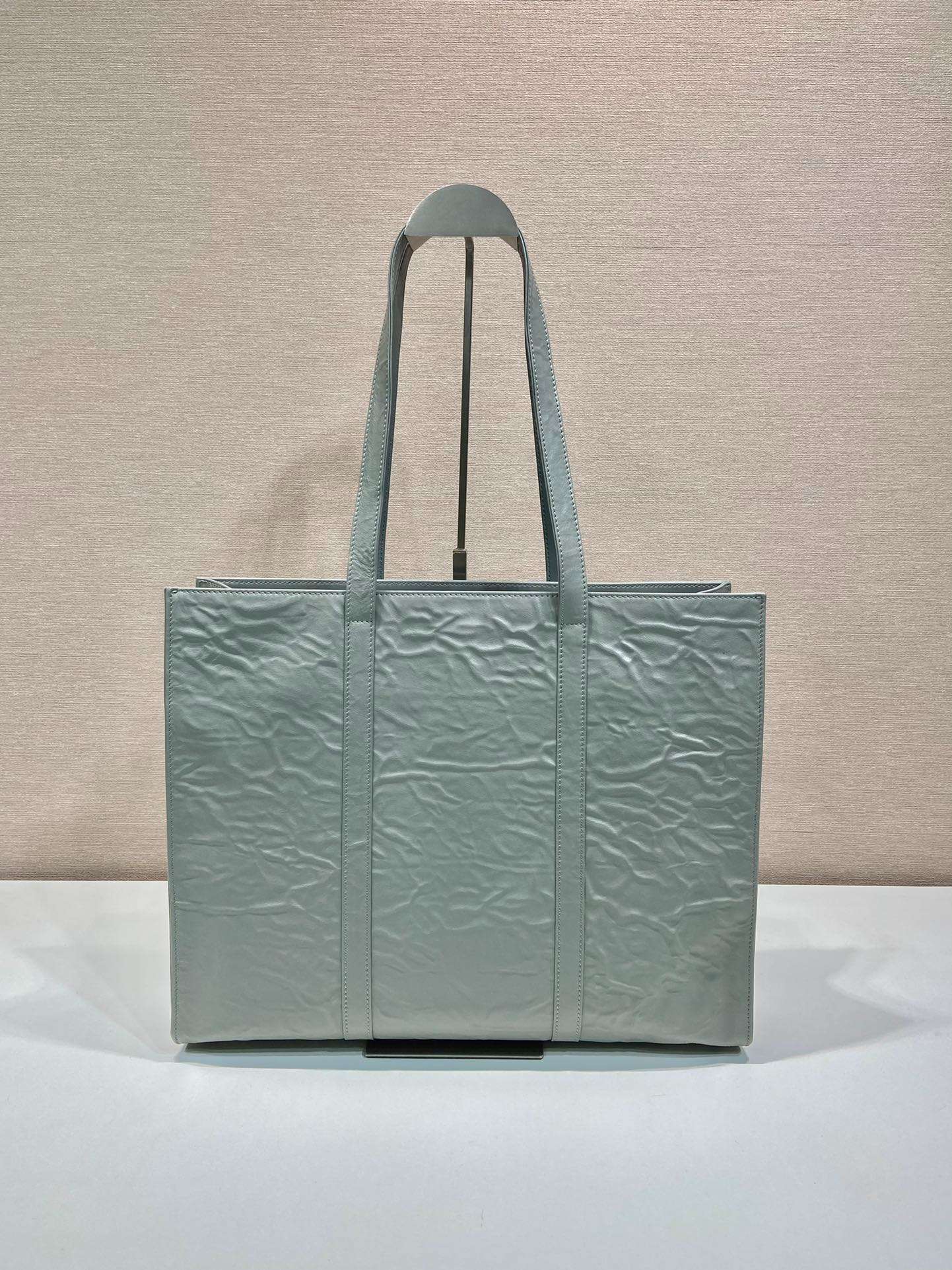 Prada Large Antique Nappa Tote Grey/Green For Women 15.3in/39cm 1BG460_UVL_F0480_V_OOO - Image 9