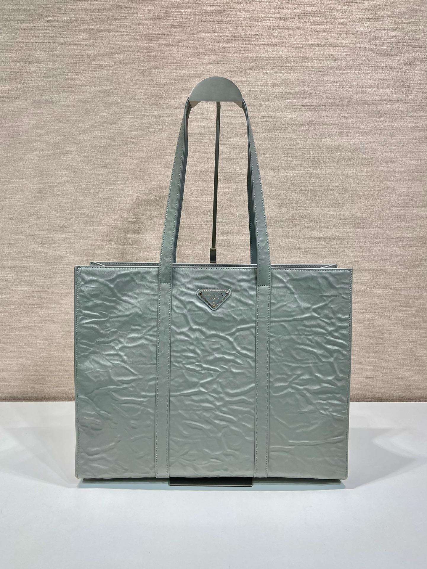 Prada Large Antique Nappa Tote Grey/Green For Women 15.3in/39cm 1BG460_UVL_F0480_V_OOO - Image 10